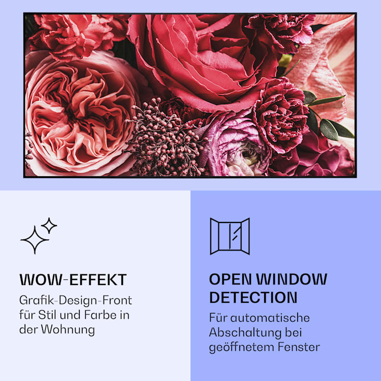 Wonderwall Air Art Smart Infrarotheizung Blume 120x60cm 700W 120 x 60 cm | Blume, schwarzer Rahmen