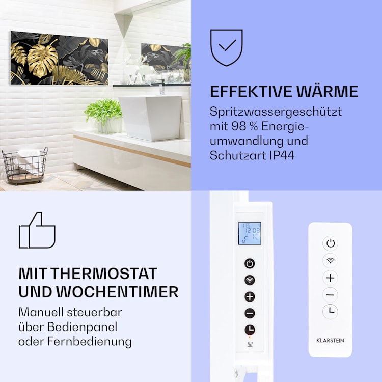 Wonderwall Air Art Smart Infrarotheizung Schwarzes Blatt 120x60cm 700W 120 x 60 cm | Schwarzes Blatt, weißer Rahmen