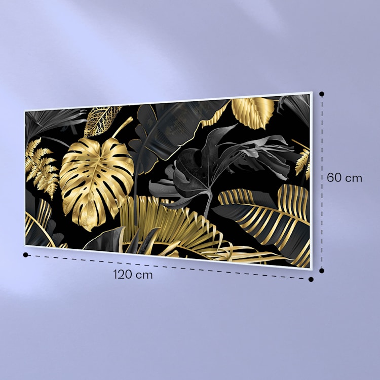 Wonderwall Air Art Smart Infrarotheizung Schwarzes Blatt 120x60cm 700W 120 x 60 cm | Schwarzes Blatt, weißer Rahmen