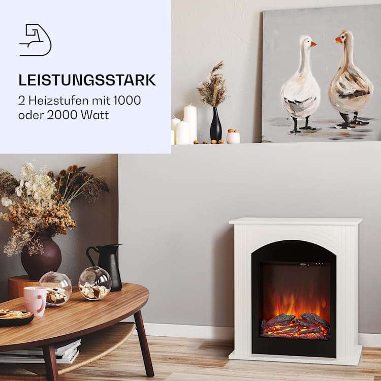 Elbrus Elektrokamin 2000 W LED-Technik Fernbedienung Weiß