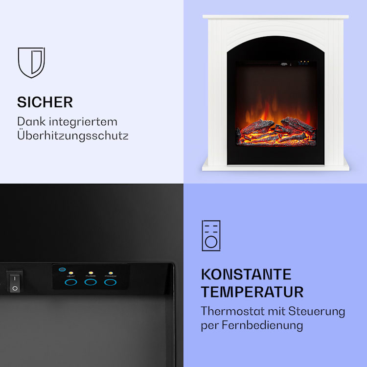Elbrus Elektrokamin 2000 W LED-Technik Fernbedienung Weiß