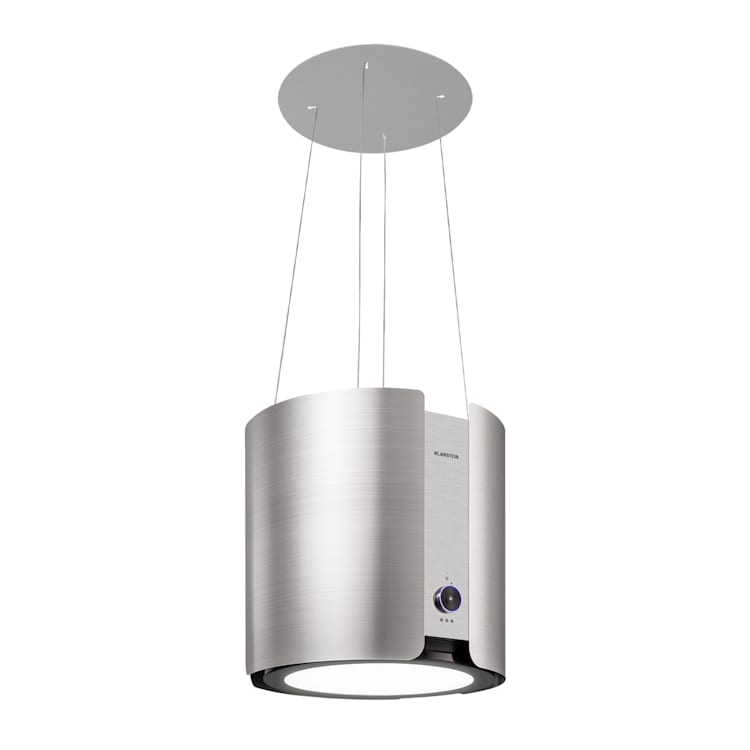 Skyfall Smart Inselabzugshaube Ø45cm Umluft 402m³/h LED Silber