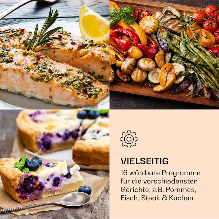 AeroVital Cube Chef Heißluftfritteuse 1700 W 14 Liter 16 Programme Ober- und Unterhitze Silber