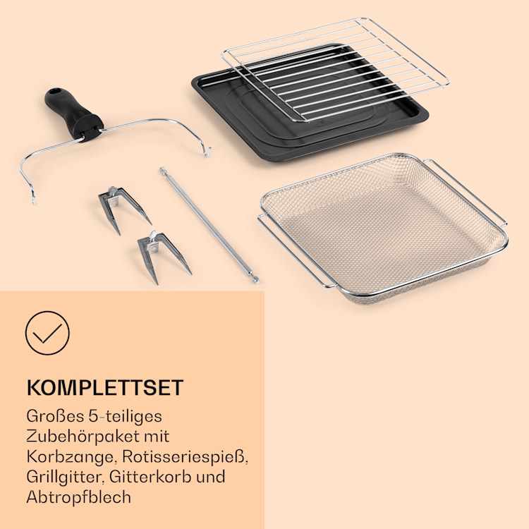 AeroVital Cube Chef Heißluftfritteuse 1700 W 14 Liter 16 Programme Ober- und Unterhitze Silber