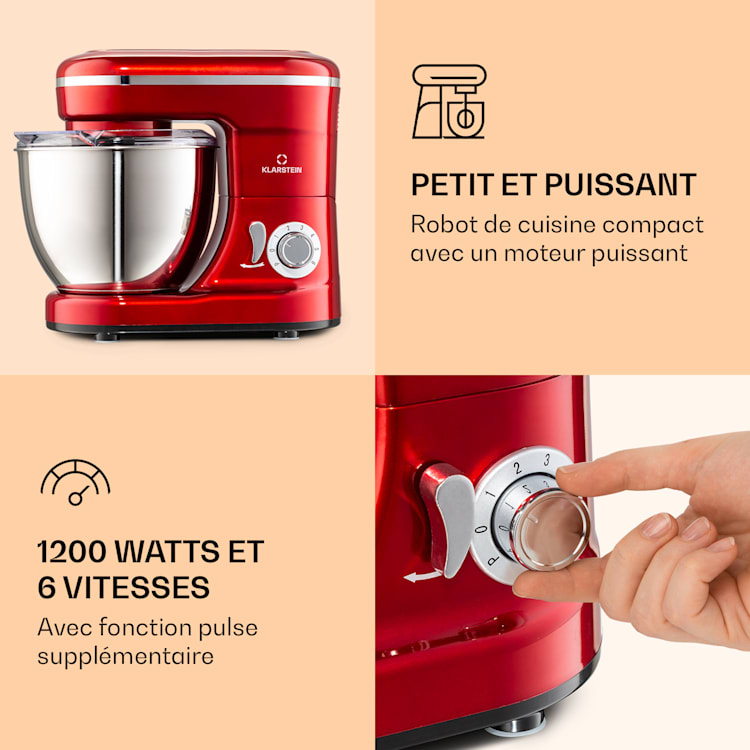 Bella Mini roermachine 1200 W 6 standen 4 liter roestvrij staal pulsefunctie Rood