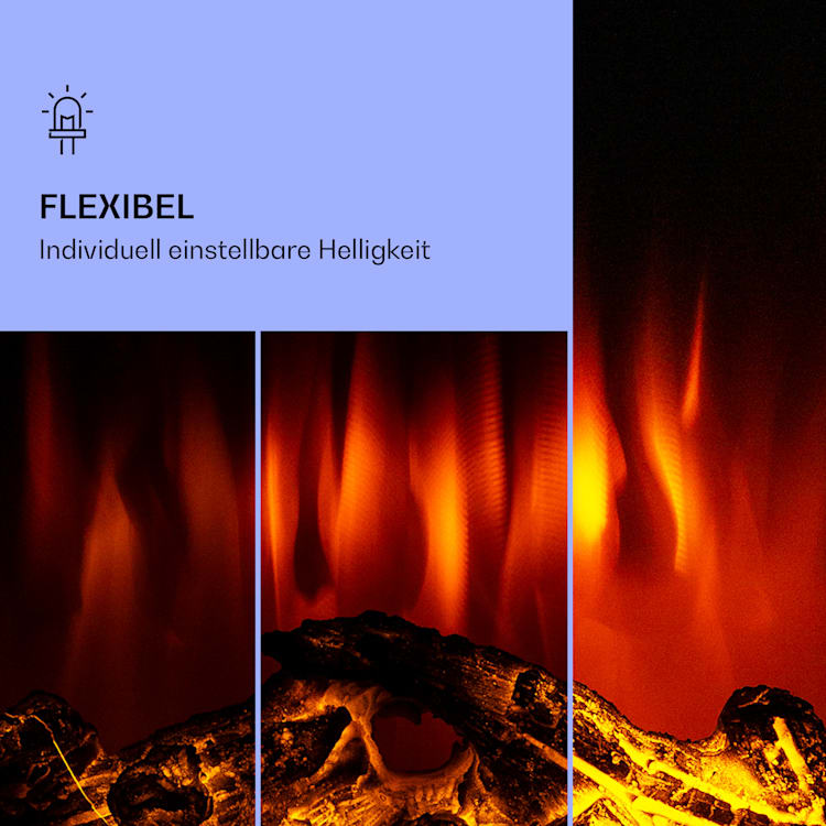 Klarstein Lamington Elektrokamin 2000 W LED-Flammen Heizlüfter Timer Ambientelicht Schwarz
