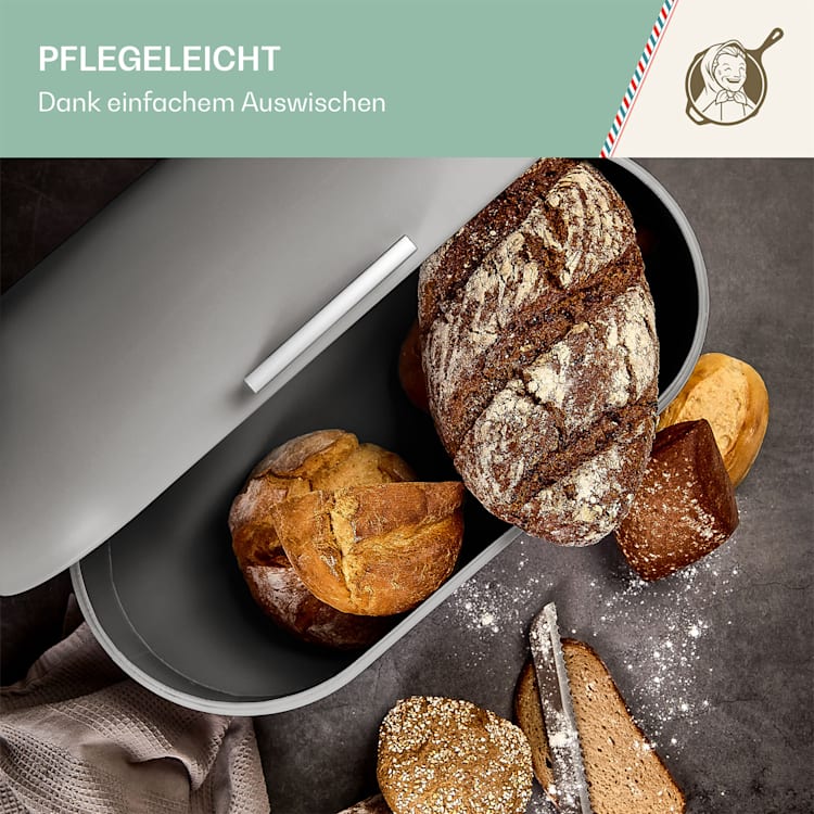 Metallbrotbox mit Holzgriff Metallblech aromadicht Retro-Look Grau