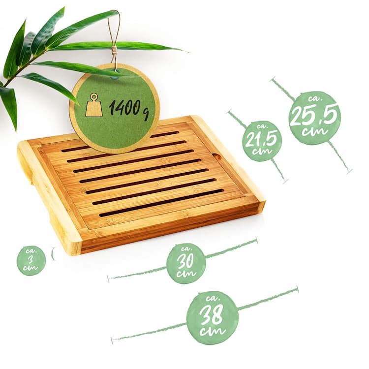Planche à découper le pain avec ramasse-miettes bambou 38 x 3 x 25,5 cm (LxHxP) recyclable