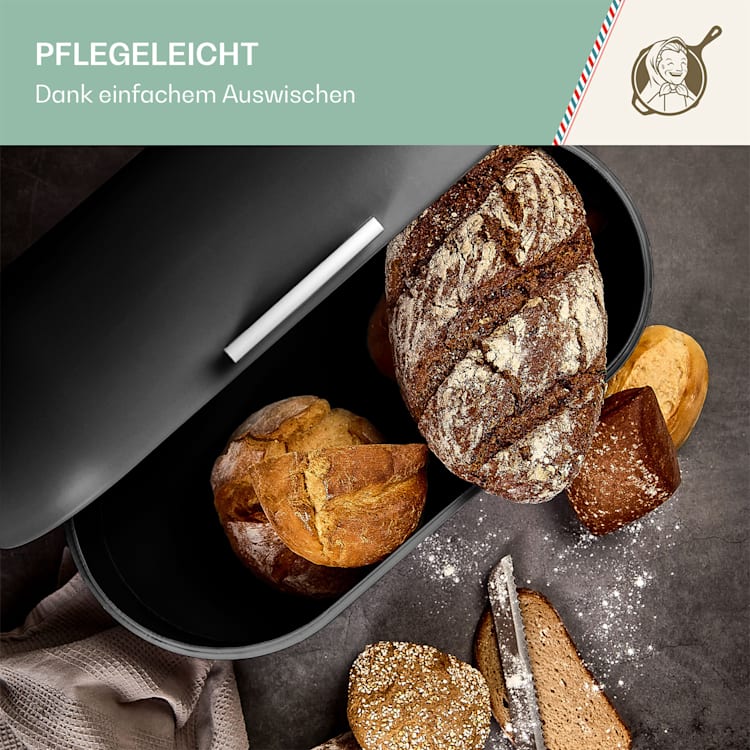 Metallbrotbox mit Holzgriff Metallblech aromadicht Retro-Look Schwarz