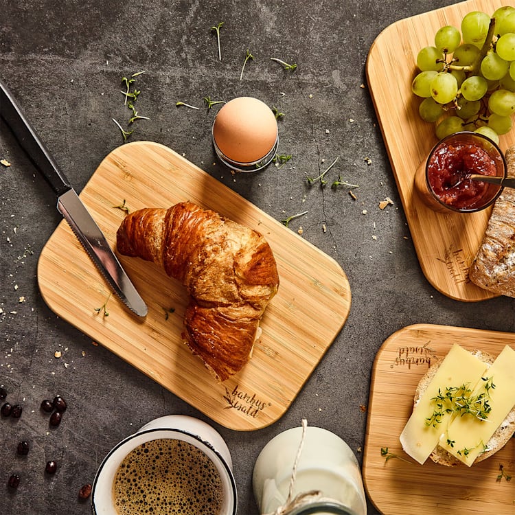 3-piece set bamboo breakfast board 22 x 1.15 x 15 cm (WxHxD) easy to clean