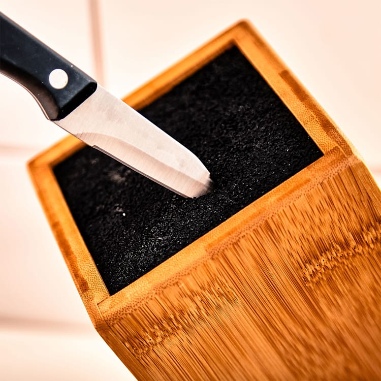 Bloc à couteaux, insert à poils PET incliné pour 5-10 couteaux, bambou