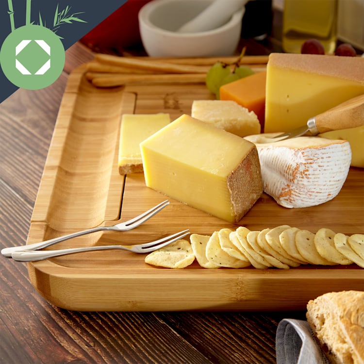 Plateau à fromage XXL avec tiroir à couverts 34 x 4,5 x 34 cm (LxHxP) couverts à fromage faciles d'entretien