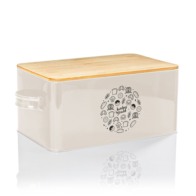 Gistad bread box sheet metal bamboo lid 44 x 16 x 21 cm (WxHxD) rectangular Beige