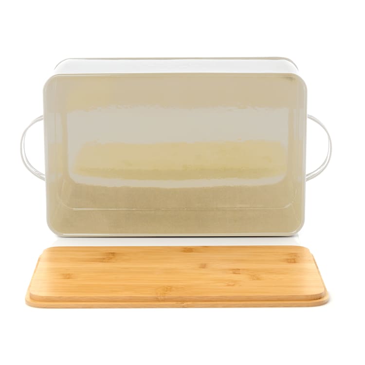 Gistad bread box sheet metal bamboo lid 44 x 16 x 21 cm (WxHxD) rectangular Beige