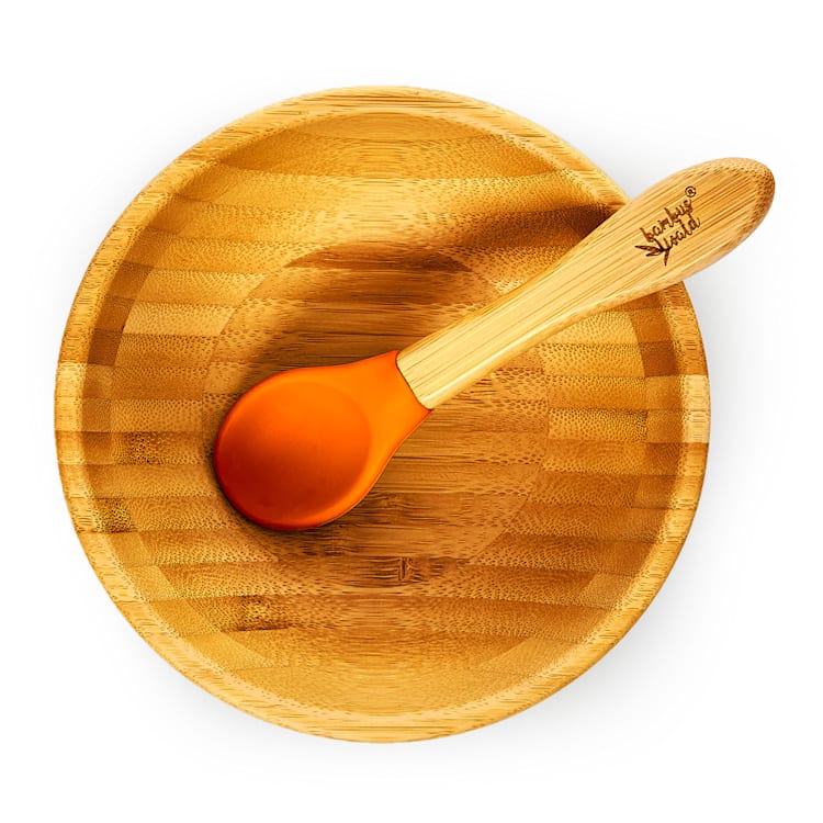 Children's tableware with bamboo bowl and spoon 400 ml incl. suction cup Ø: 13.7 cm Orange