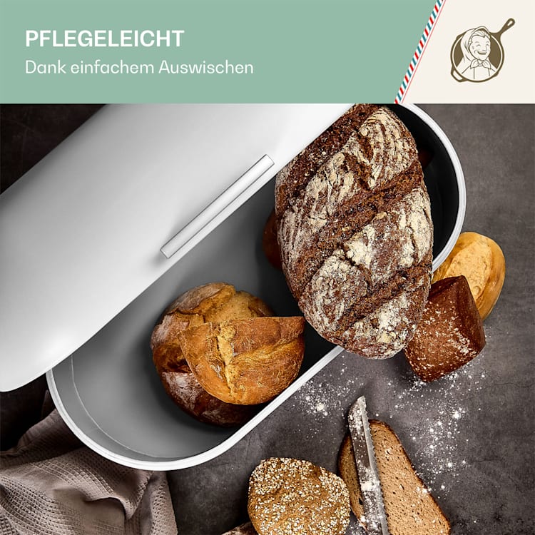 Metallbrotbox mit Holzgriff Metallblech aromadicht Retro-Look Weiß