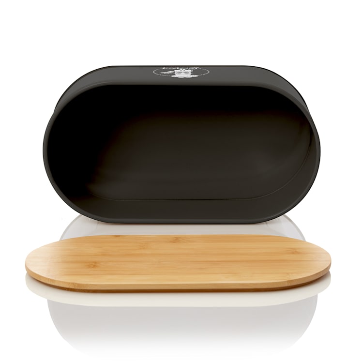 Rök Brotbox Metallblech Bambusdeckel 33,5 x 13 x 18 cm (BxHxT) oval Schwarz