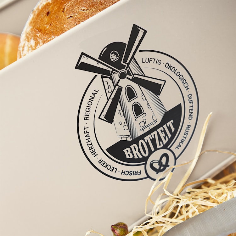Stigby 2-in-1 Brotkasten mit Schneidebrett Metallblech Bambus Weiß