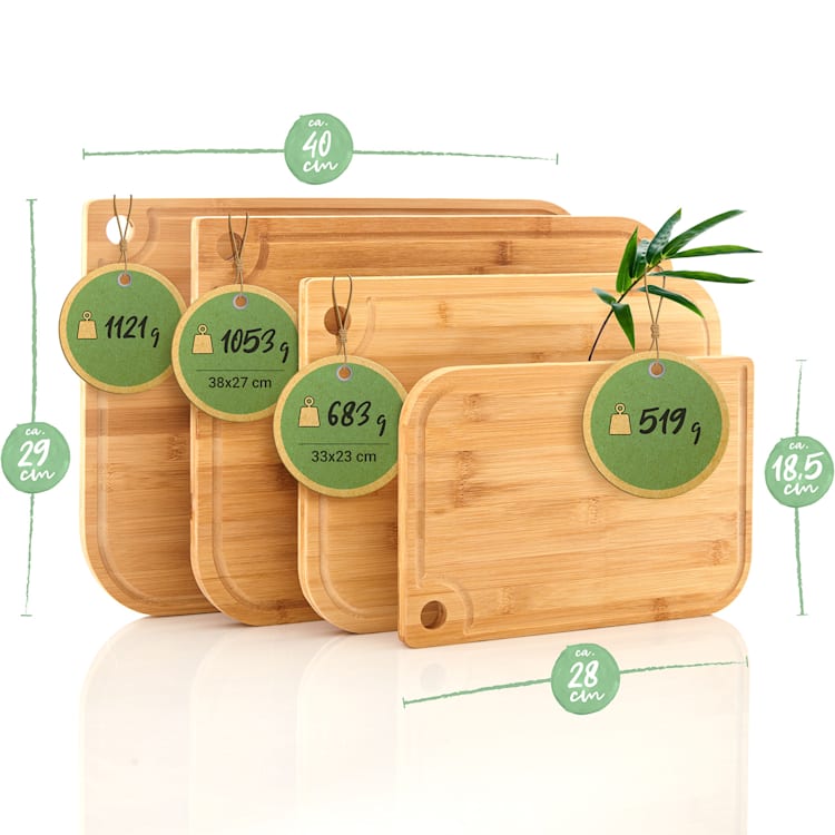 Batvik cutting board set of 4 knife-friendly juice groove bamboo 