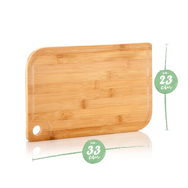 Planche à découper en bambou Batvik de 33 x 1,5 x 23 cm (LxHxP) adaptée aux couteaux rainure à jus M