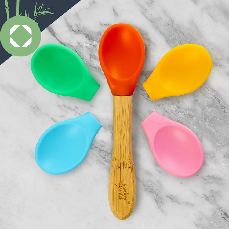 Vaisselle pour enfants comprenant assiette en bambou, cuillère 250 ml et ventouse 18 x 18 cm Orange