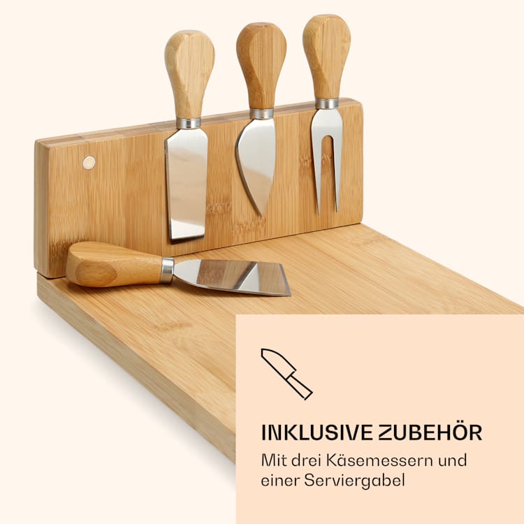 Käsebrett mit Messern magnetischer Messerblock Servierplatte Bambus
