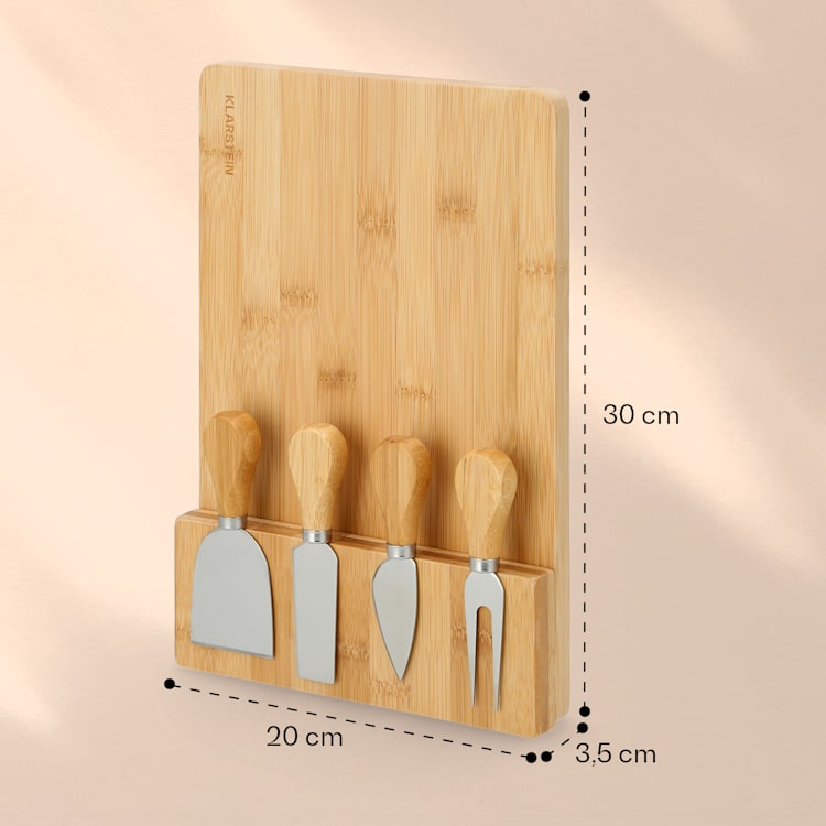 Käsebrett mit Messern magnetischer Messerblock Servierplatte Bambus