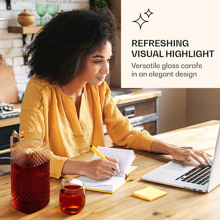 Carafe Borosilicate Glass Bamboo Lid Filter Top Silicone Ring 1900 ml