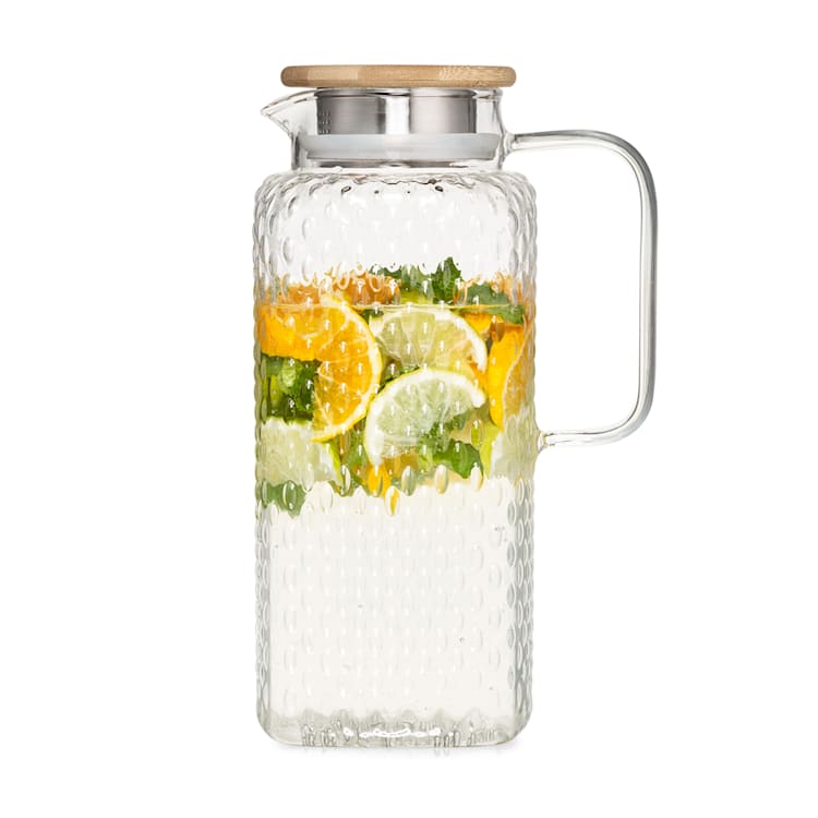 Karaffe Borosilikatglas Bambusdeckel Filteraufsatz Silikonring 1900 ml