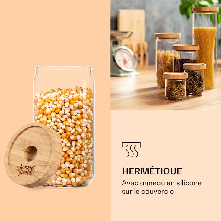 Bocal empilable avec couvercle en bambou 580 ml empilable hermétique 580 ml