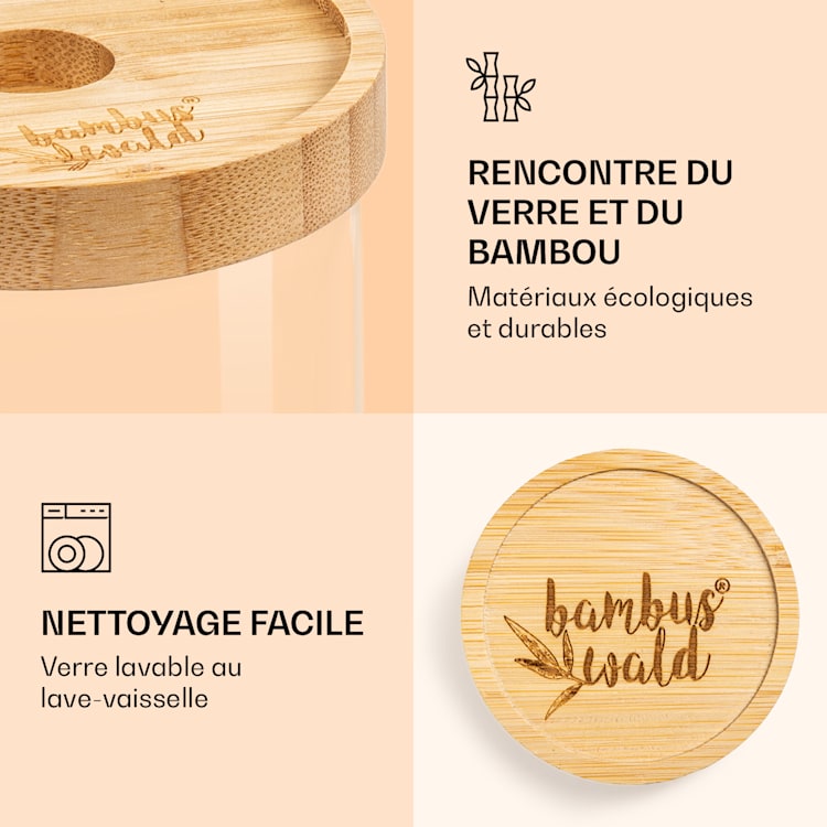 Bocal empilable avec couvercle en bambou 320 ml empilable hermétique 320 ml