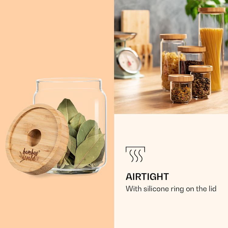 Stacking glass with bamboo lid 320 ml stackable airtight 320 ml