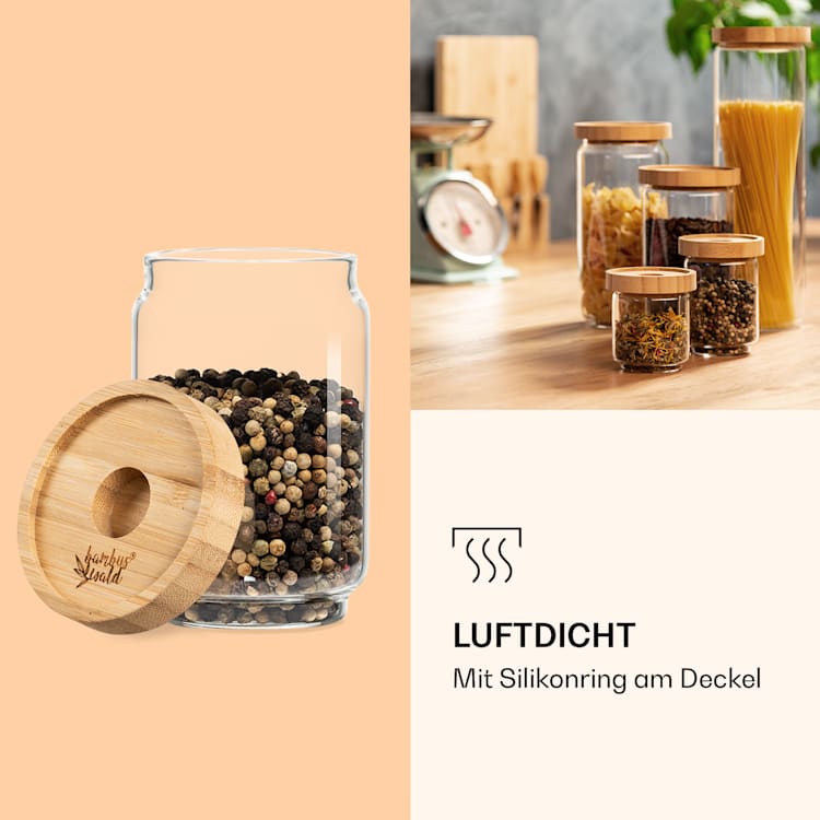 Stapelglas mit Bambusdeckel 250 ml stapelbar luftdicht 250 ml