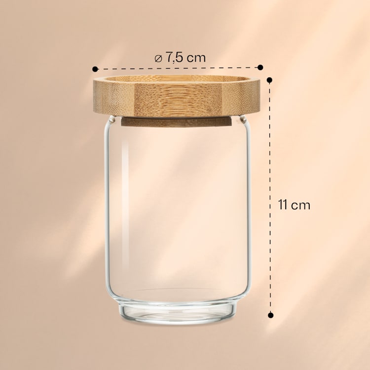 Stapelglas mit Bambusdeckel 250 ml stapelbar luftdicht 250 ml