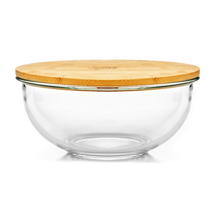 Glasschüssel 2200 ml Bambusdeckel verschließbar BPA-frei Größe L 2200 ml