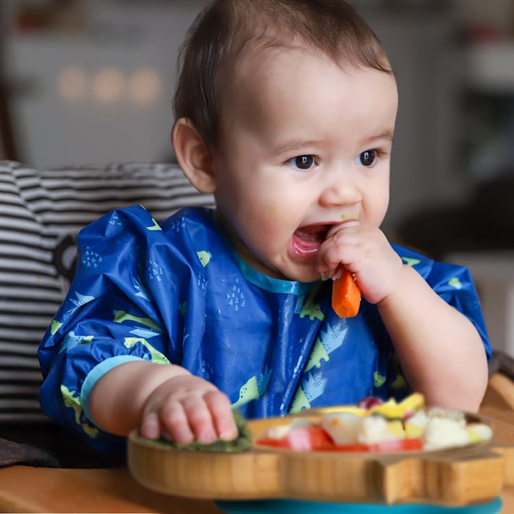 Vajilla infantil con plato de bambú y cuchara 250 ml incl. ventosa 18 x 18 cm Azul | elefante