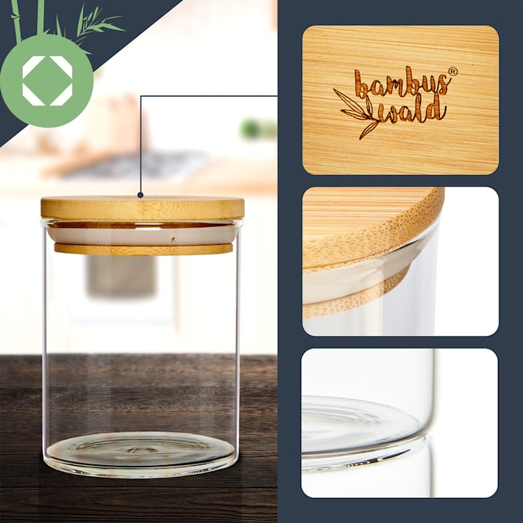 Round jars bamboo lids 10 pieces 150 ml each airtight