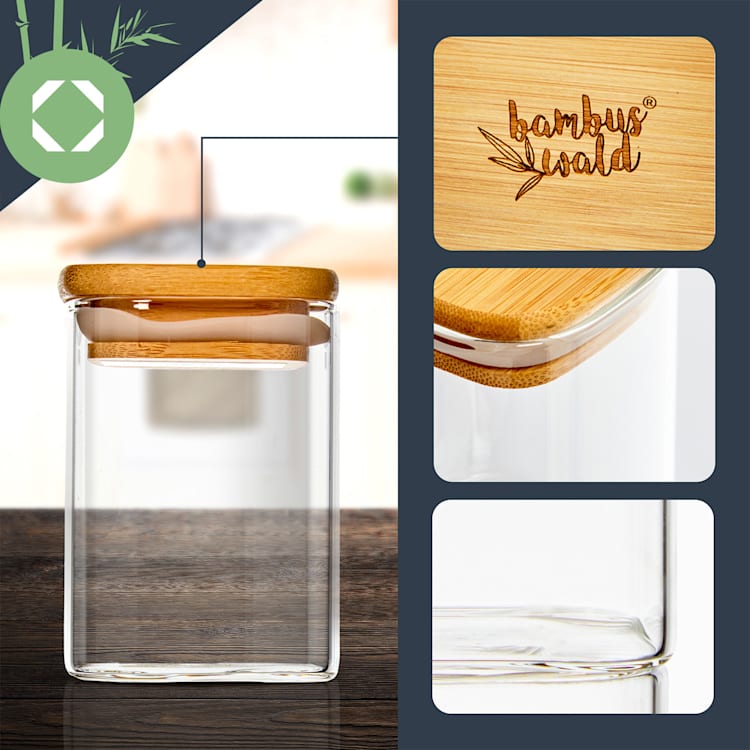 Eckige Gläser Bambusdeckel 10 Stück je 150 ml luftdicht