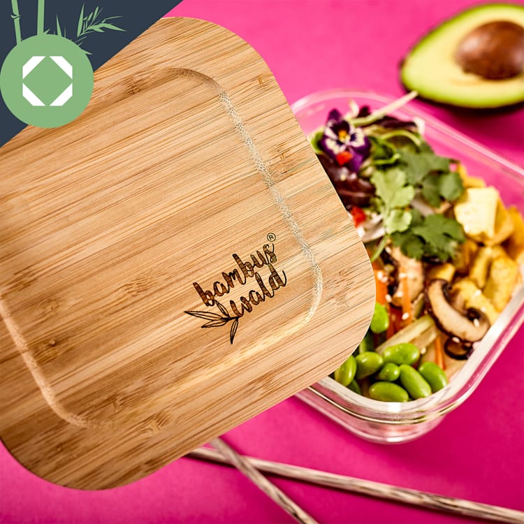 Square storage jars 3-piece set 320 ml, 620 ml, 800 ml bamboo lid