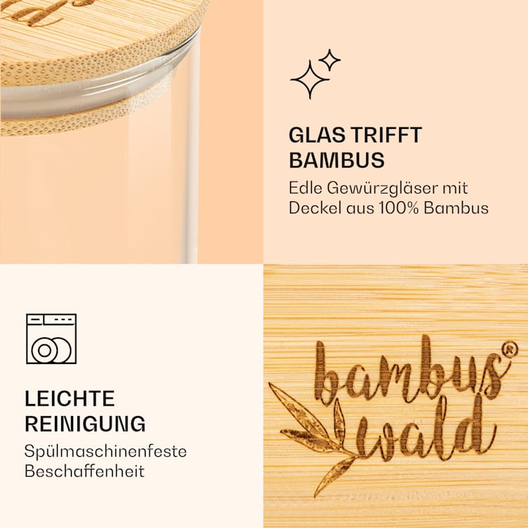 runde Gläser Bambusdeckel 10 Stück je 150 ml luftdicht