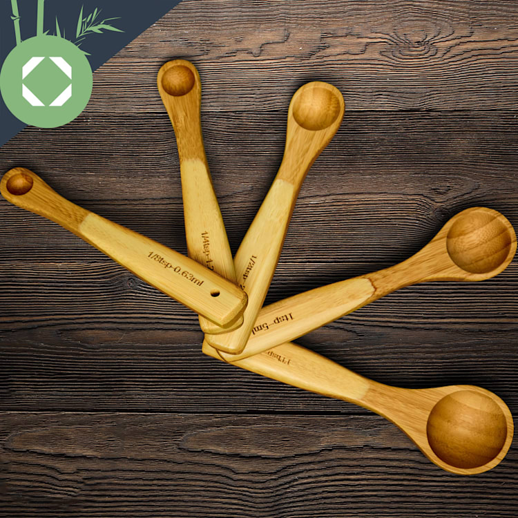 Measuring spoon set baking and cooking utensils ideal measuring set of 5 bamboo