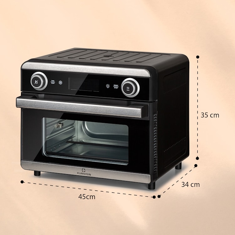 AeroVital Jumbo 3-in-1 Heißluftfritteuse Toaster Dörrautomat 1550 W 18 Liter Silber