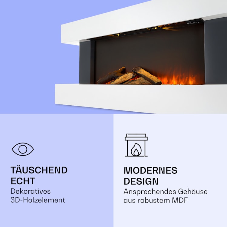 Studio Light & Fire 1 Smart Kamin 1000/2000W MDF WiFi-Steuerung Weiß