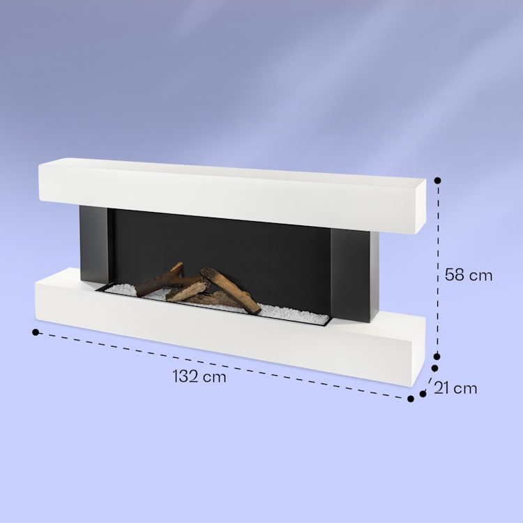 Studio Light & Fire 1 Smart Kamin 1000/2000W MDF WiFi-Steuerung Weiß