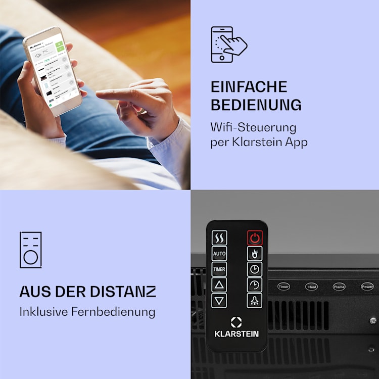 Studio Light & Fire 1 Smart Kamin 1000/2000W MDF WiFi-Steuerung Schwarz