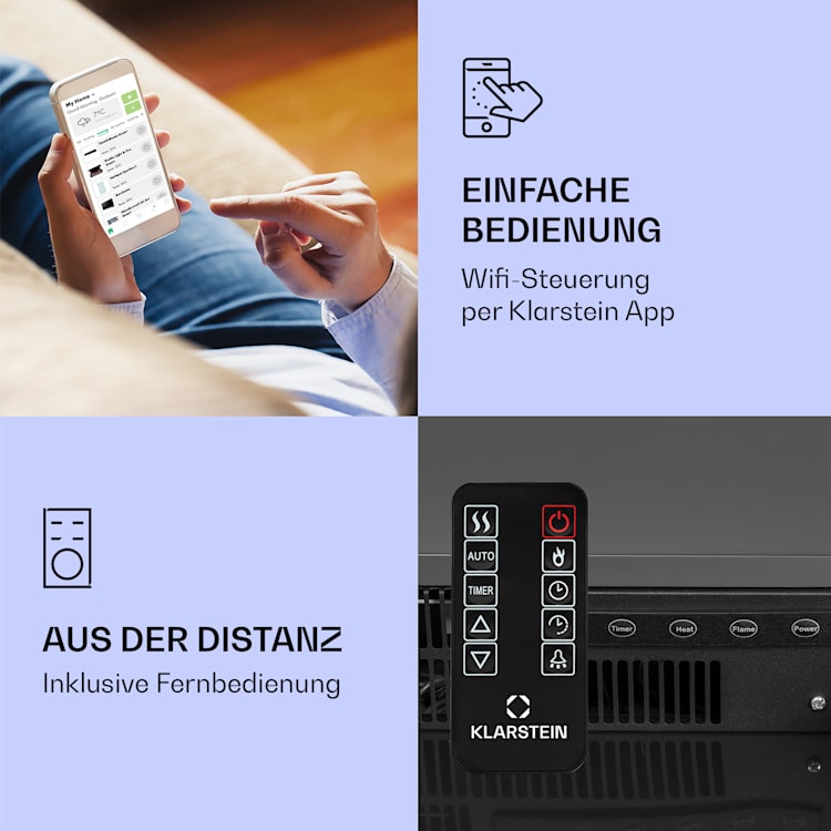 Studio Light & Fire 2 Smart Kamin 1000/2000W MDF WiFi-Steuerung Schwarz