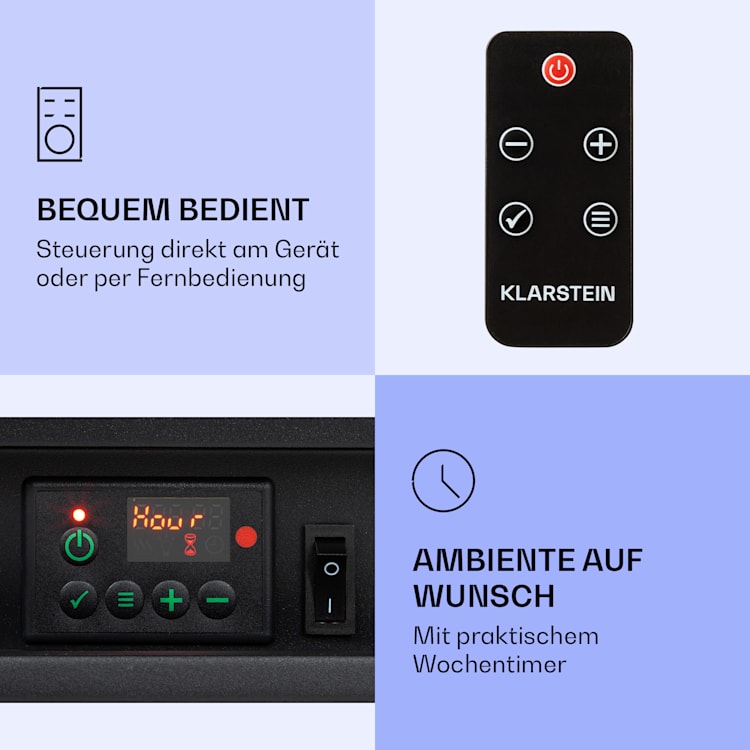 Nevis Peak Elektrischer Kamin 1800 W Heizfunktion 10 bis 30 °C Fernbedienung Weiß