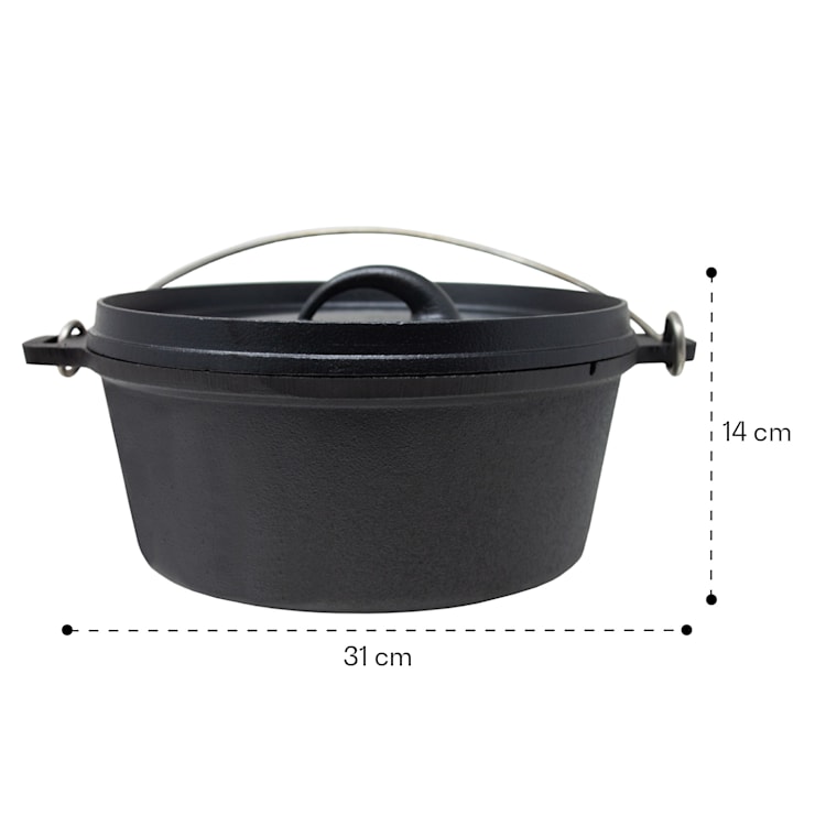 Galloway Dutch Oven 4.5 BBQ-Topf Gusseisen voreingebrannt Größe S / 4.5 qt ca. 5 Ltr / 4,5 qt | ohne Füße