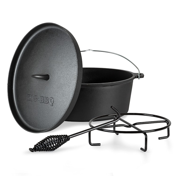 Galloway Dutch Oven 12.0 BBQ Pot Cast Iron Pre-Baked Size XL / 12 qt ca. 13,5 Ltr / 12 qt | sans pieds