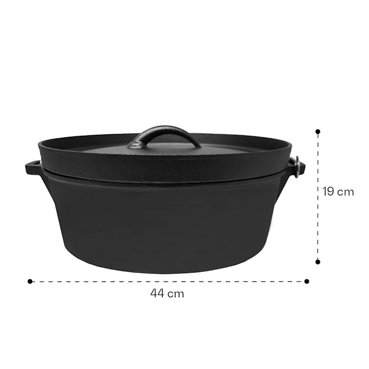 Galloway Dutch Oven 12.0 BBQ Pot Cast Iron Pre-Baked Size XL / 12 qt ca. 13,5 Ltr / 12 qt | sans pieds